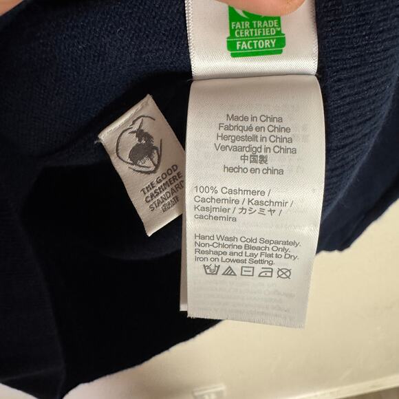Crewcuts J.Crew Cashmere Half-zip Sweater Boys XL(12-13) Navy Mockneck Soft Knit - Picture 6 of 7